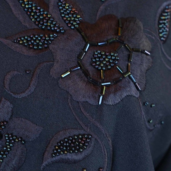 Vintage Liz Claiborne Womens Dress Size 10 Beaded Embroidered Long Sleeve Fall - Picture 4 of 16